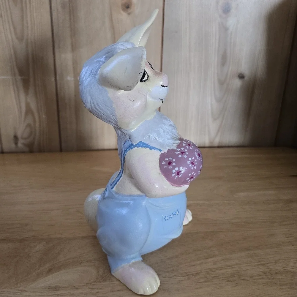 Vintage Byron Mold Easter Bunny Rabbit Figurines Set of 2 Hand-Painted 1970s